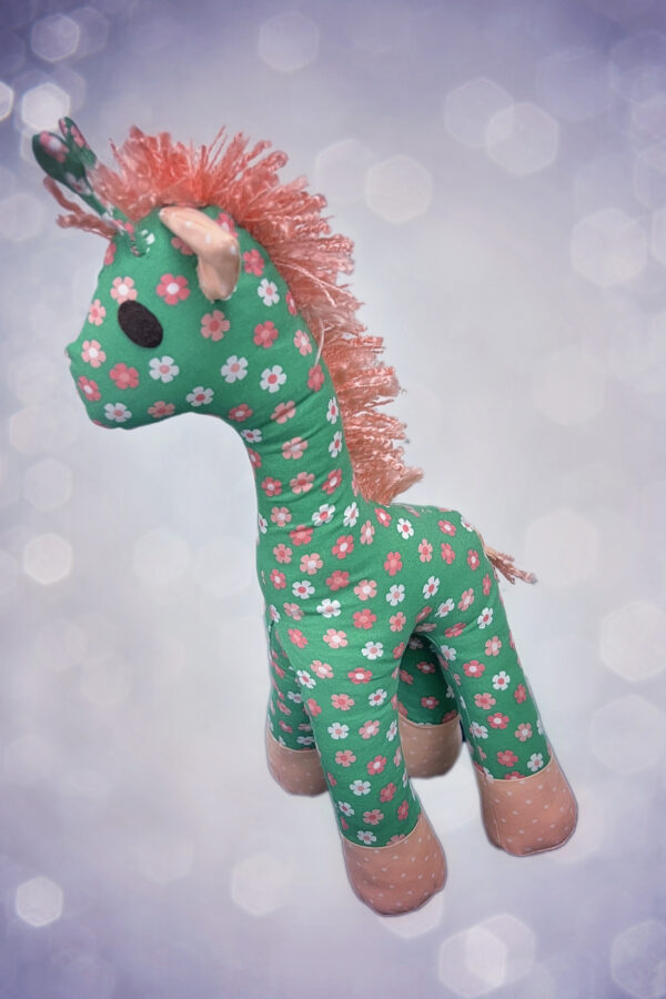 Stuffed Animal Giraffe Green and Peach - Image 3