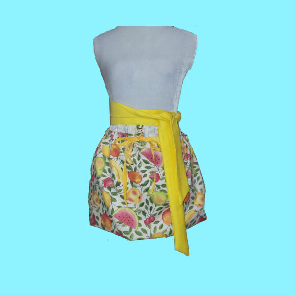 Harvest Apron - Gathering Apron - Deep Pocket - Long Ties - Garden Gathering Apron - Fruit print - Image 4