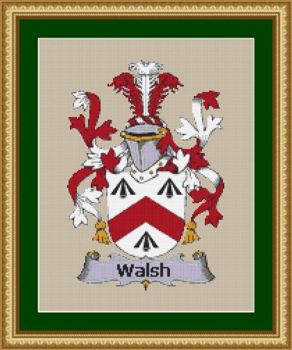 Walsh  Family Name Irish Coat of Arms Cross Stitch Pattern - Image 3