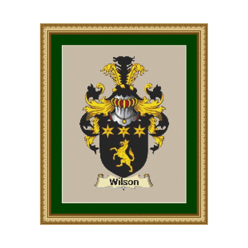 Wilson Family Coat Of Arms Cross Stitch Pattern Whimsly wilson-family-coat-of-arms-cross-stitch-pattern-whimsly