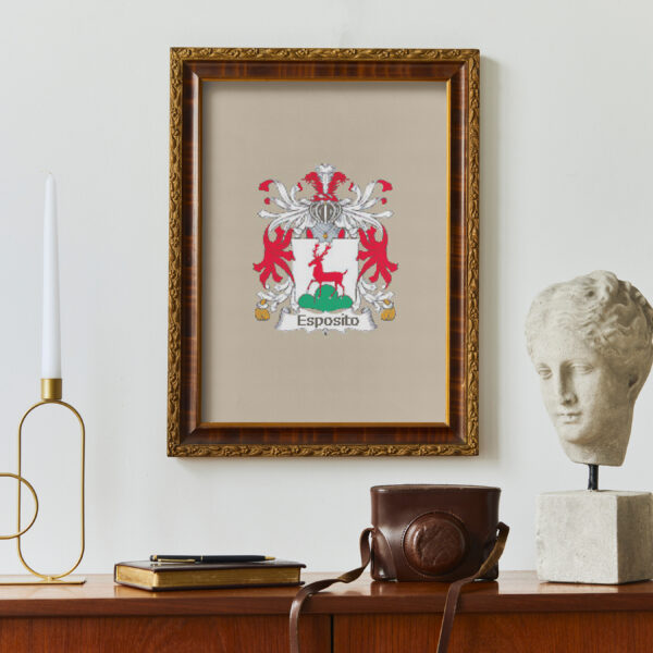 Esposito Family Name Coat of Arms Cross Stitch Pattern - Image 3