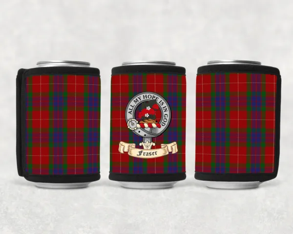 Fraser Scottish Clan Drink Beverage Can Wrap with Fraser Clan Crest on Fraser Tartan - Image 2