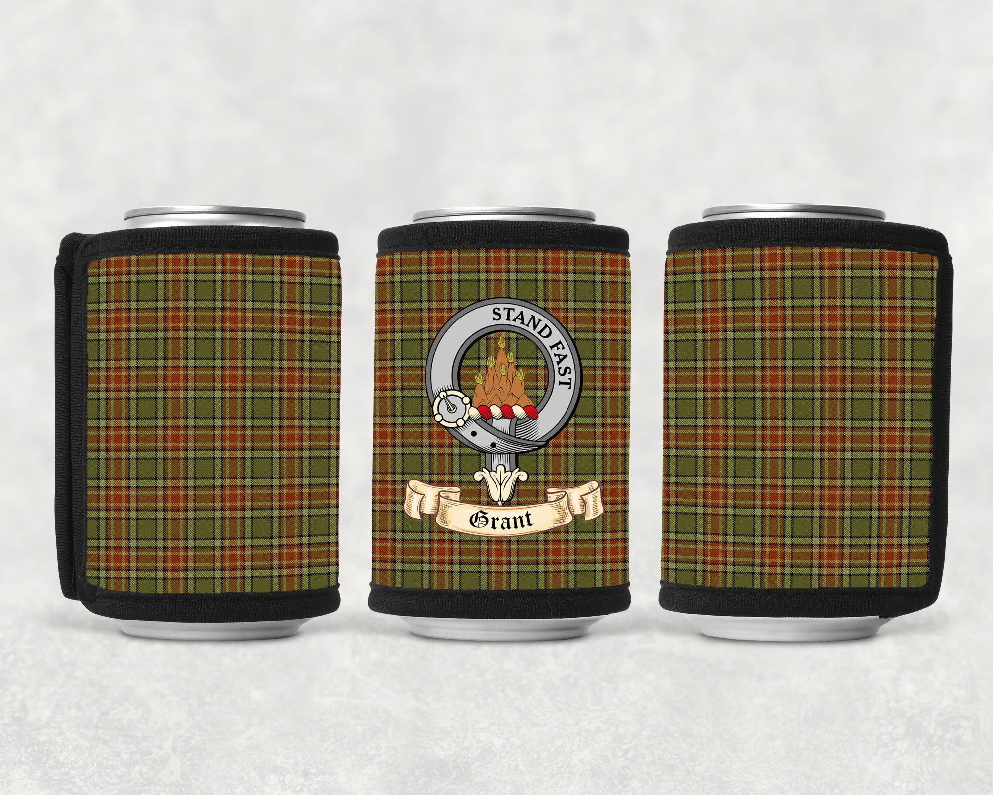 Grant Scottish Clan Drink Beverage Can Wrap with Grant Clan Crest on Grant Tartan - Image 2