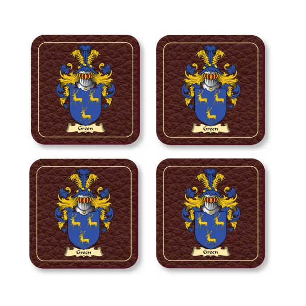 Green Coat of Arms Coaster Set