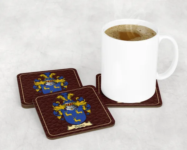 Green Coat of Arms Coaster Set