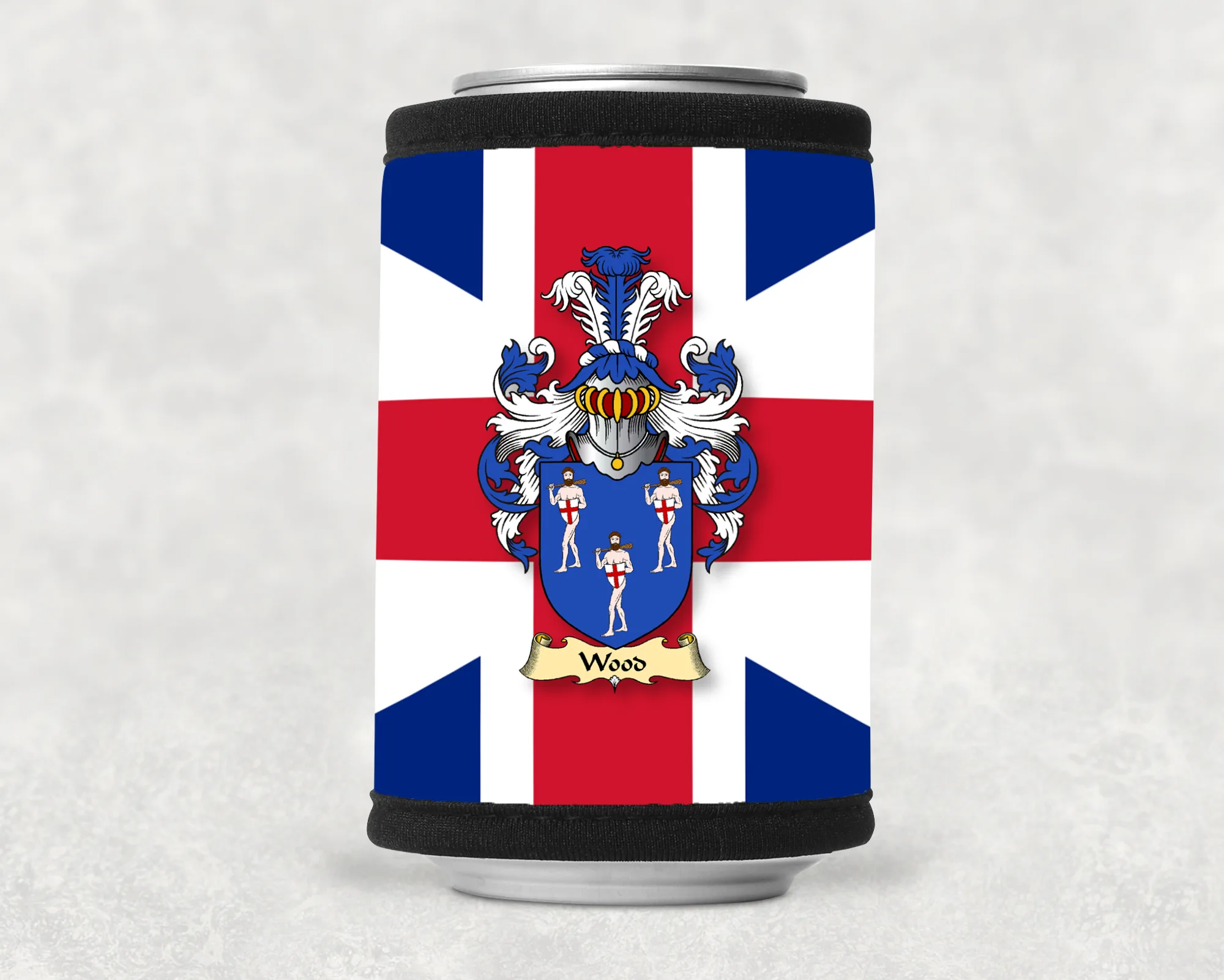 Wood Coat of Arms Beverage Can Wrap