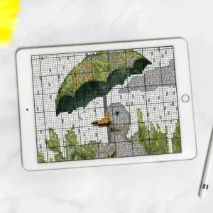 Duck in the Rain Cross Stitch Pattern