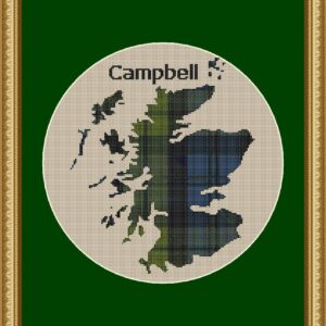 Campbell Tartan Cross Stitch Map